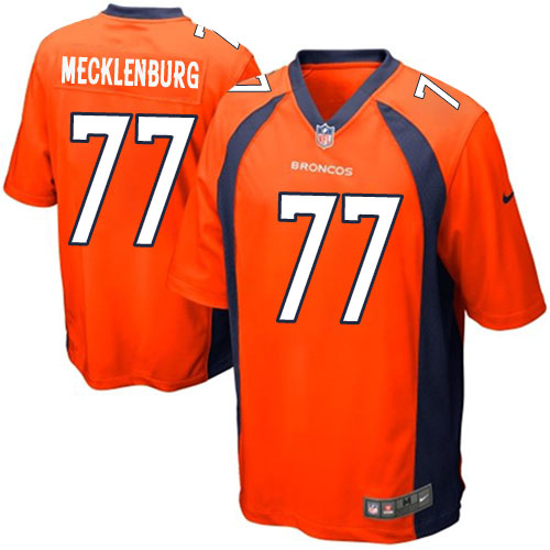 Men's Game Karl Mecklenburg Nike Jersey Orange Home - #77 NFL Denver Broncos